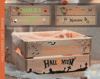 Personalised Halloween Crate | Printed Custom Halloween Trick or Treat Personalised Hamper Gift Crate Box