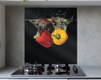 Kitchen Glass Splashback Printed Toughened Tile Cooker Panel Hob Cooker Glass Pepper Design Back Splash Coloured Hob Tempered Splashback