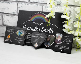 Personalised Photo Slate Memorial Plaque Custom Slate Plaque Grave Marker With Picture