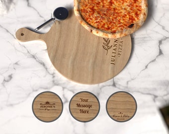 Personalisiertes Pizzabrett mit Gravur Pizzeria Großes Holzpaddel Geschenkideen für Geburtstag und neues Zuhause Personalisiertes Schneidebrett