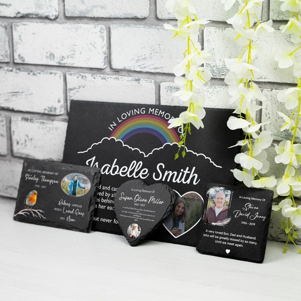 Personalised Photo Slate Memorial Plaque Custom Slate Plaque Grave Marker With Picture