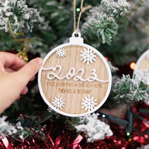 Personalised Christmas Tree Ornament 3D Engraved Wooden Bauble Customised Hanging Tree Decoration Any Name Ornament