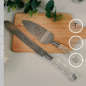 Personalised Wedding Engraved Cake Server Set