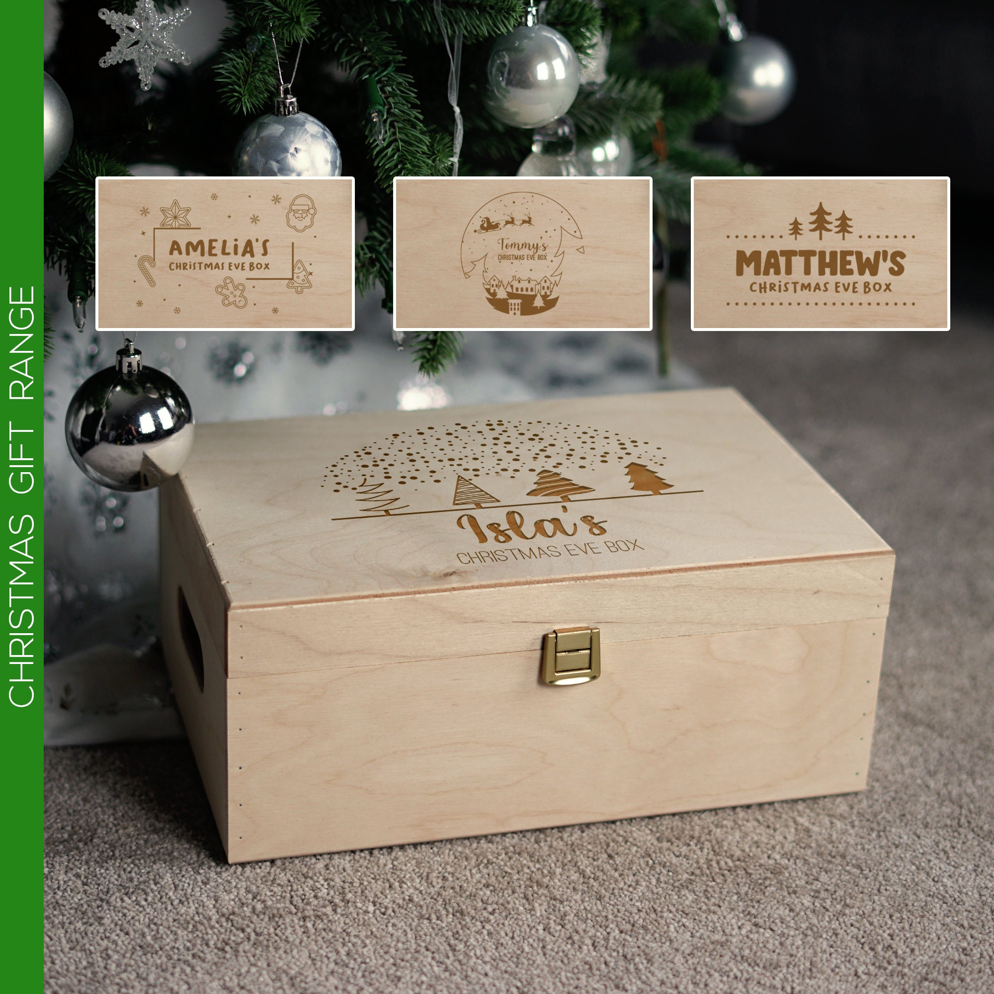 Solid Wooden Xmas Eve Crate Personalised Large Christmas Eve Box Solid Wooden Xmas Eve Crate Personalised Large Christmas Eve Box