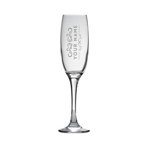 Personalised Champagne Flute Glass Laser Engraved Your Own Message Bespoke Designs High Quality Personalized Glass, Prosecco Glass, Birthday Style 1