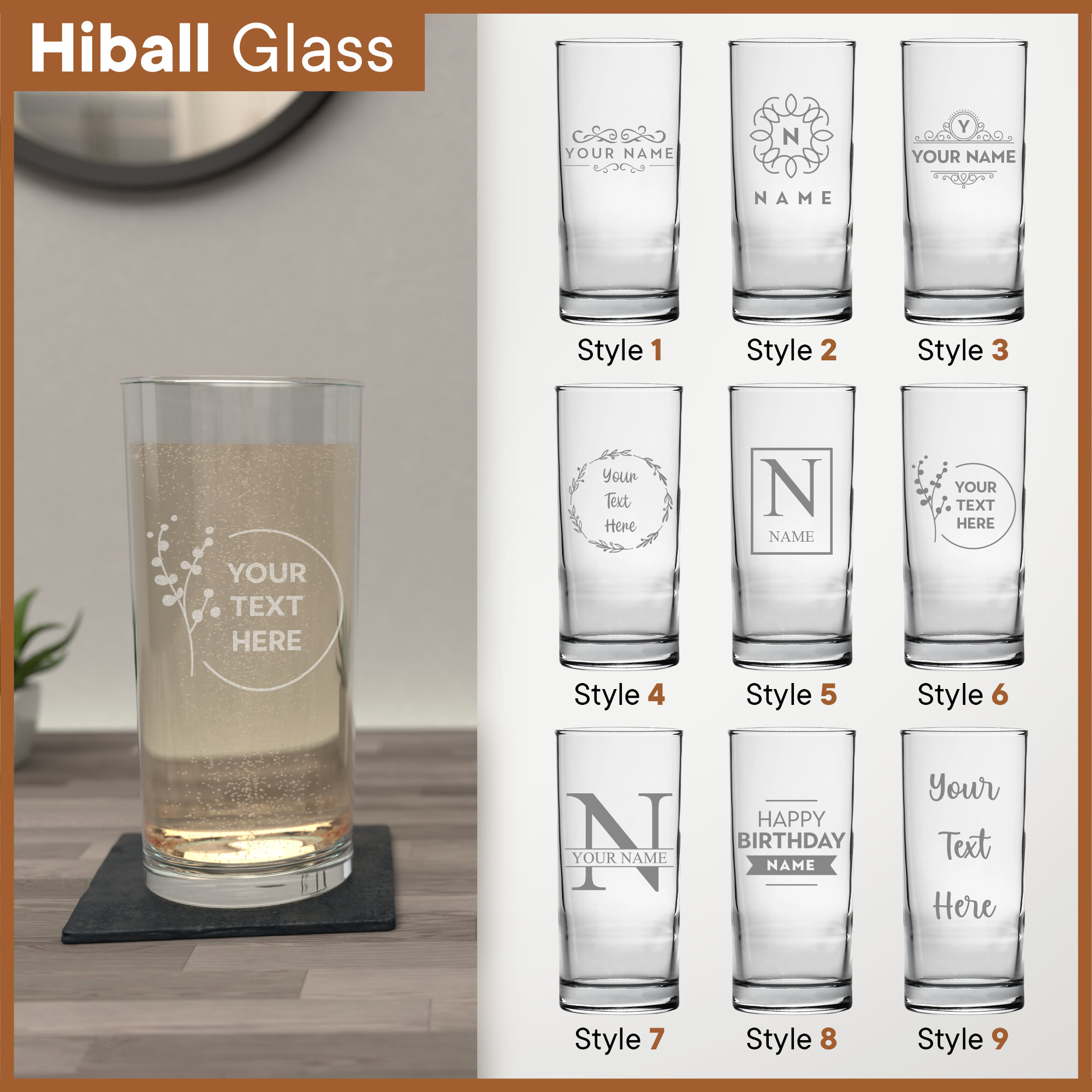 Personalisiertes Glas, mehrere Designs und Glasarten – Weinglas, Pint und Bierglas, Whisky, Champagner, Gin, Latte – gravierte personalisierte Geschenke