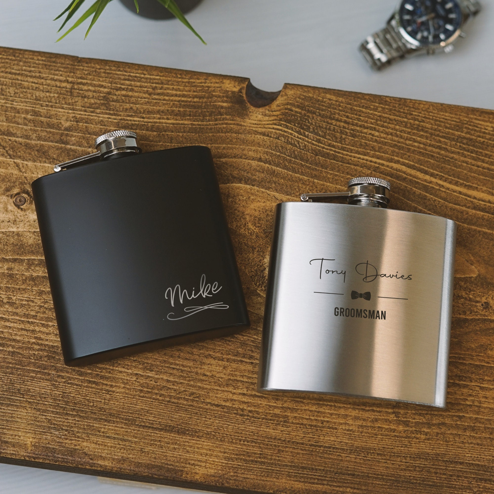 Personalised Engraved Hip Flask Custom 6oz Hipflask Wedding Gift