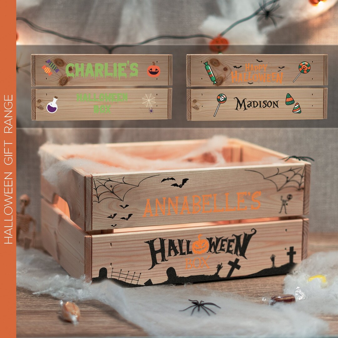 Personalised Halloween Crate Printed Custom Halloween Trick or Treat