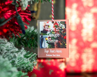 Personalised Frosted Photo Bauble Polaroid Christmas Ornament Hanging Xmas Decoration Any Image Family Photo Gift Idea