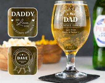 Copo de Cerveja Personalizado - Copo de Cerveja com Haste Gravado à Mão - Presente Ideal para Pai, Avô ou Tio - Dia dos Pais
