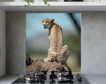 Kitchen Glass Splashback Printed Toughened Tile Panel Hob Cooker Glass Cheetah Design Back Splash Coloured Hob Tempered Splashback