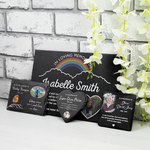 Personalised Photo Slate Memorial Plaque Custom Slate Plaque Grave Marker With Picture