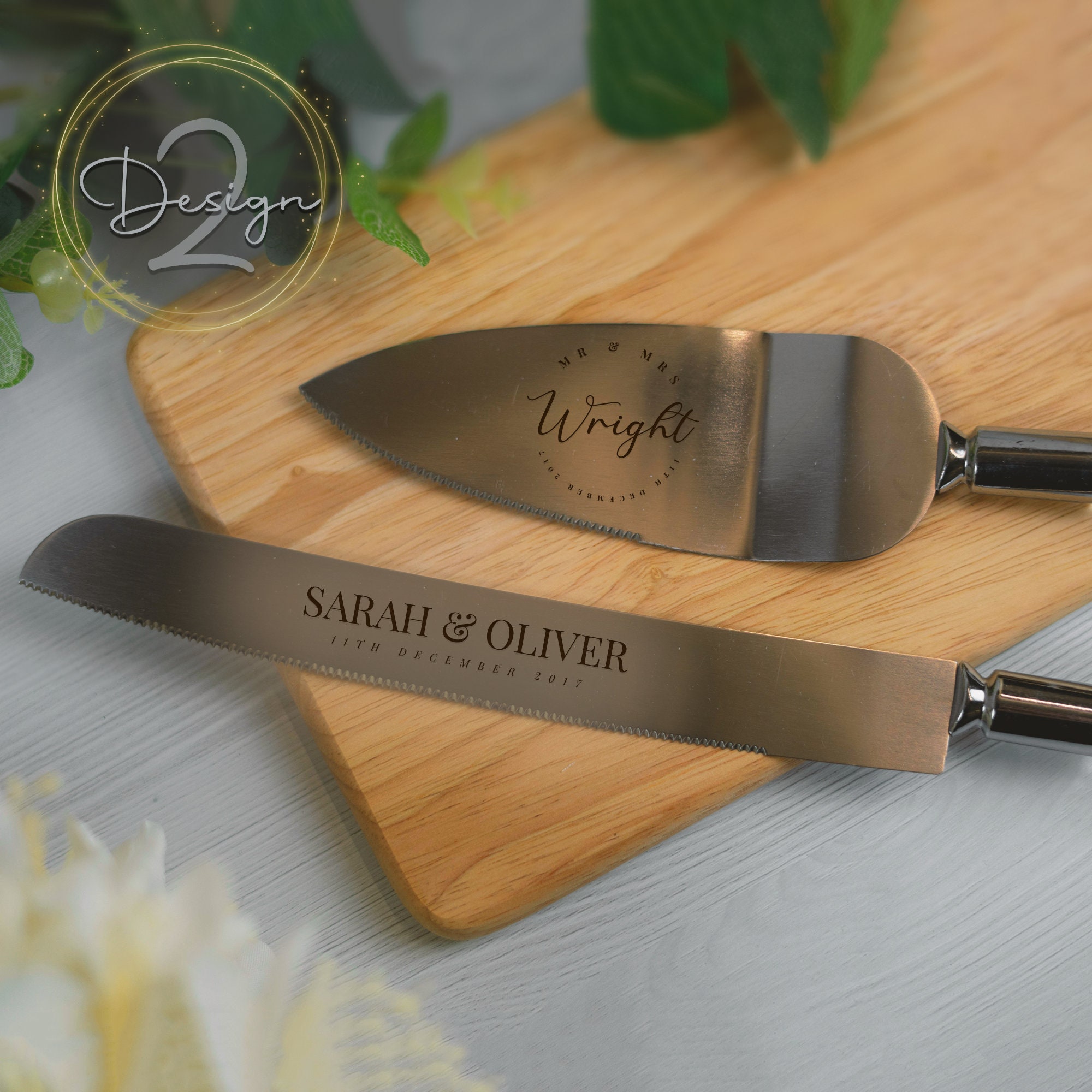 Personalised Wedding Engraved Cake Server Set Etsy
