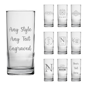 Personalised Hiball Glass Laser Engraved Your Own Message Bespoke Designs High Quality Personalized Glass, High Ball Glass, Birthday, Gin