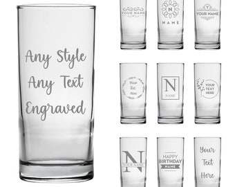 Personalised Hiball Glass Laser Engraved Your Own Message Bespoke Designs High Quality Personalized Glass, High Ball Glass, Birthday, Gin