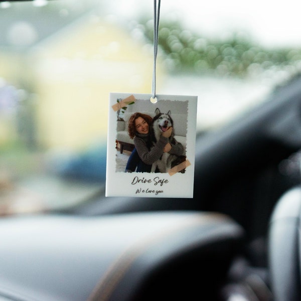 Personalised Photo Car Ornament Scrap Book Quirky Hanging Car Polaroid Any Image Driving Test Pass Gift Idea First Car Charm Gift