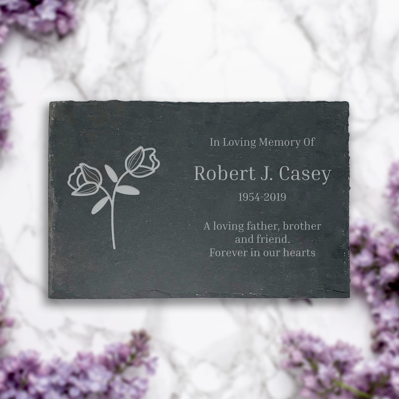 Personalised Slate Memorial Plaque , Engraved Stone Remembrance Personalized Gift , Any Relation Pet Lover Animal Sentiment Style 1