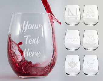 Verre à vin personnalisé Verre à vin sans pied gravé personnalisé, une idée cadeau verrerie personnalisée