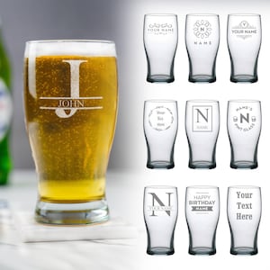 Personalised Custom Pint Glass - Engraved Beer Glass  Glass Gift Any Message Bespoke Glass Personalised Gift Idea Classic Pint Glass