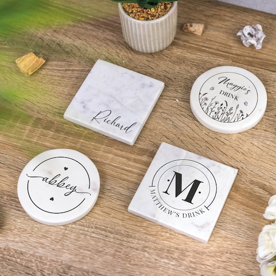Personalised Coaster Customised Marble Stone Coaster Set Any Text
