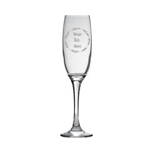 Personalised Champagne Flute Glass Laser Engraved Your Own Message Bespoke Designs High Quality Personalized Glass, Prosecco Glass, Birthday Style 4