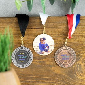 Personalised Custom Father&#39;s Day Medal Celebration Gift Fathers Day Gift Idea For Dad Grandad Bronze Silver Gold Medals Photo Trophy Gift