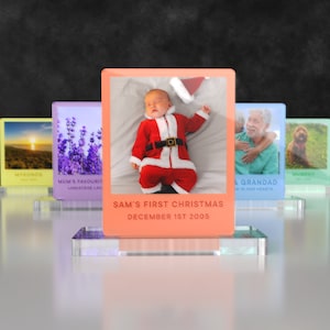 Gepersonaliseerde plaquette met fotoprint in retrostijl acryl fotohouder | Aangepaste afbeelding vintage pastelkleurstijl