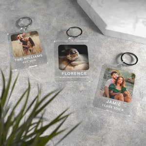 Personalised Photo Keyring, Any Photo and Any Text Keychain Accessory for Birthday, Anniversary, Christmas Gift