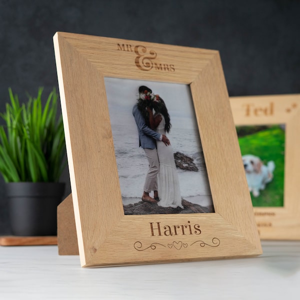 Personalised Wooden Photo Frame 4 x 6" / 5x7” Picture Frame - Any Text, Any Occasion - Personalised Gift for Birthday Wedding Valentines