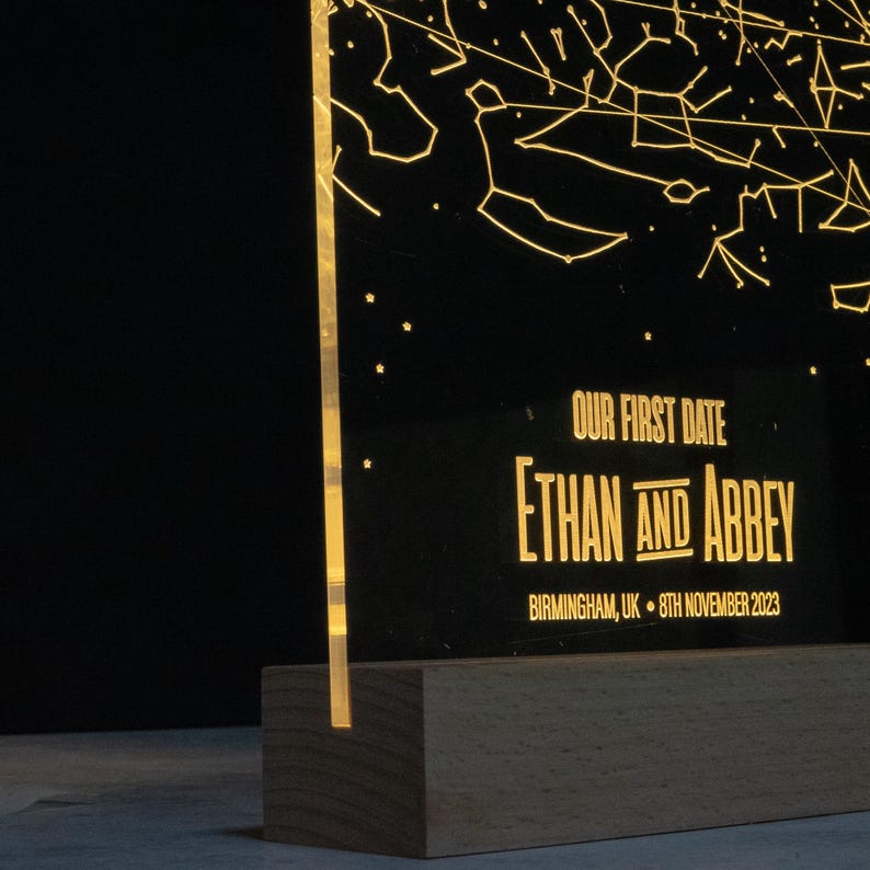 Personalised Custom Star Map LED Constellation Map, Night Sky by Date