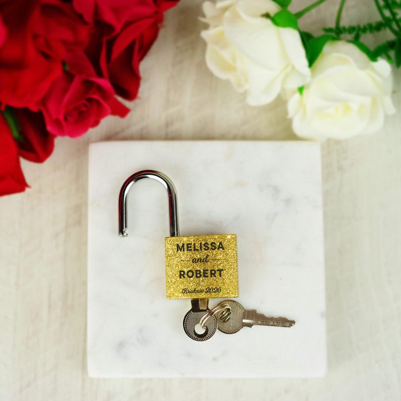 Personalised Engraved Padlock Brass Couples Gift Idea Customised Love Lock Wedding Gift image 5