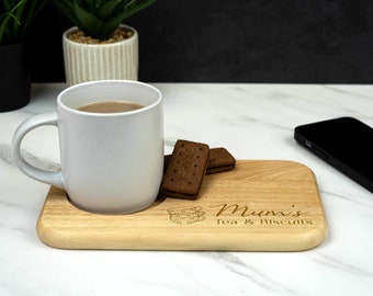 Personalised Wooden Tea and Biscuits, Coffee and cake board, nannys, grandads, mothers day, fathers day,