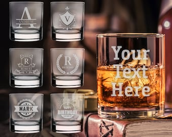 Personalised Whiskey Glass Engraved Custom Glassware Personalized Glass for Whiskey Drink, Birthday Gift Christmas Gift for Him or Her