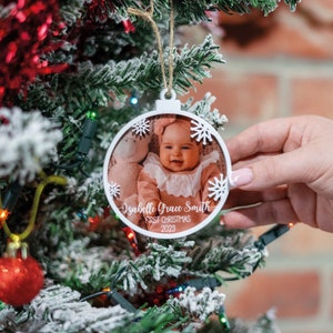 Personalised Christmas Tree Ornament 3D Engraved Photo Bauble Customised Your Own Image Decoration