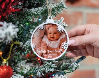 Personalised Christmas Tree Ornament 3D Engraved Photo Bauble Customised Your Own Image Decoration