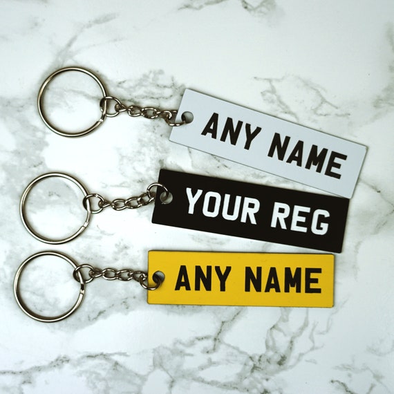 Personalised Number Plate Keyring Custom Engraved Registration Plate Gift