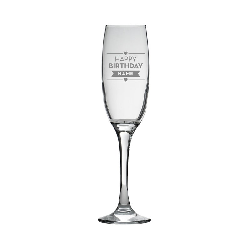 Personalised Champagne Flute Glass Laser Engraved Your Own Message Bespoke Designs High Quality Personalized Glass, Prosecco Glass, Birthday Style 8