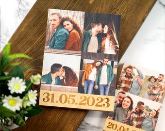Blocco fotografico in legno personalizzato per coppie La tua foto personalizzata Regalo di inaugurazione della casa con foto Idea regalo di anniversario per coppie