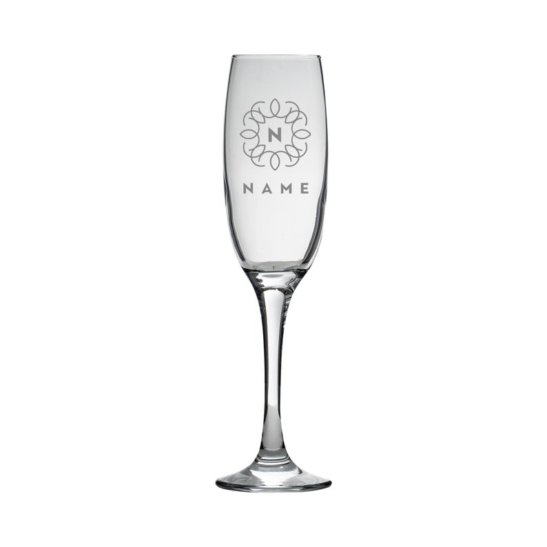 Personalised Champagne Flute Glass Laser Engraved Your Own Message Bespoke Designs High Quality Personalized Glass, Prosecco Glass, Birthday Style 2