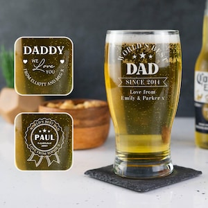 Gepersonaliseerde pintglas - op maat gegraveerd bierglas cadeau Elk bericht Op maat gemaakt glas voor vader, opa of oom Vaderdagcadeau