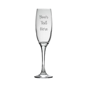 Personalised Champagne Flute Glass Laser Engraved Your Own Message Bespoke Designs High Quality Personalized Glass, Prosecco Glass, Birthday Style 9 (Text)