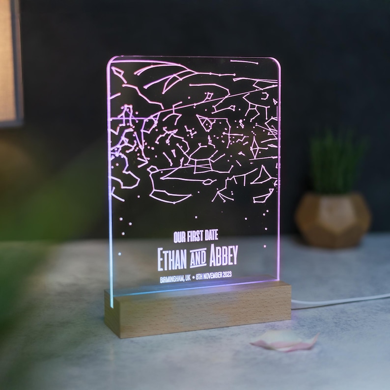 Personalised Custom Star Map LED Constellation Map, Night Sky by Date