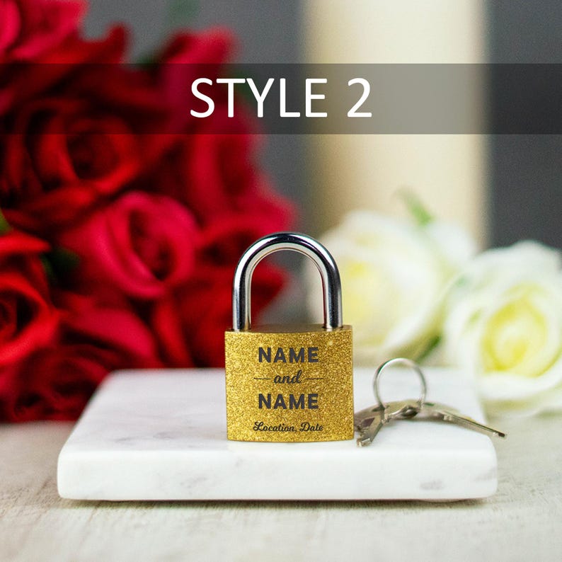 Personalised Engraved Padlock Brass Couples Gift Idea Customised Love Lock Wedding Gift image 7