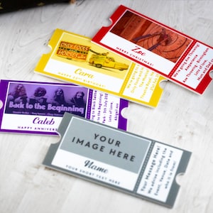 Personalisiertes Ticket für Ihr eigenes Foto, Konzertkarte, Theaterkarte, Reisekarte, Acryl-Geschenkgutschein, individuelles Geburtstagsgeschenk Weihnachten