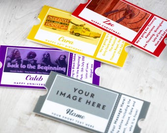 Personalisiertes Ticket für Ihr eigenes Foto, Konzertkarte, Theaterkarte, Reisekarte, Acryl-Geschenkgutschein, individuelles Geburtstagsgeschenk Weihnachten