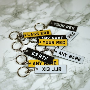 Personalised Number Plate Keyring Custom Engraved Registration Plate Gift