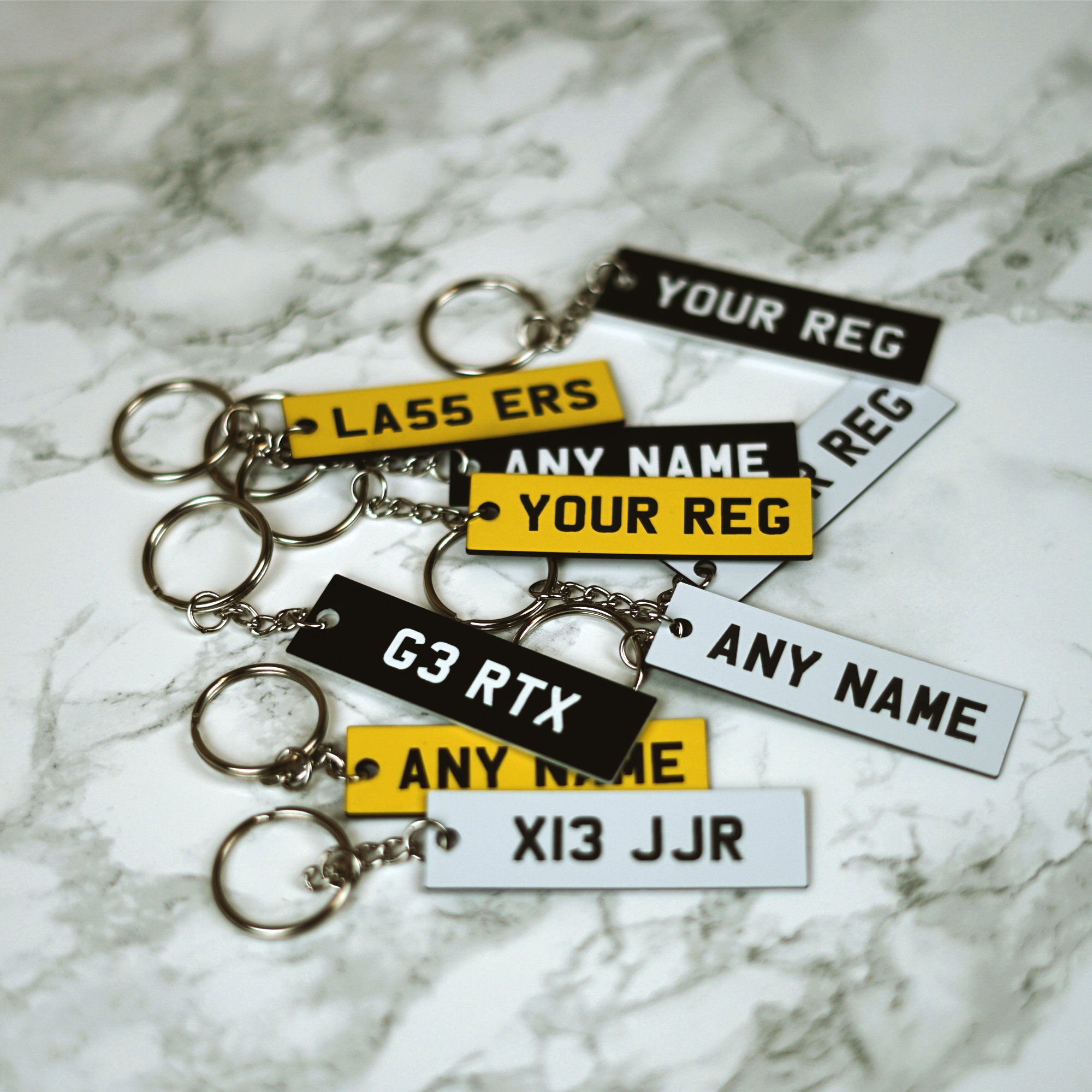 Personalised number hotsell plate keyrings metal