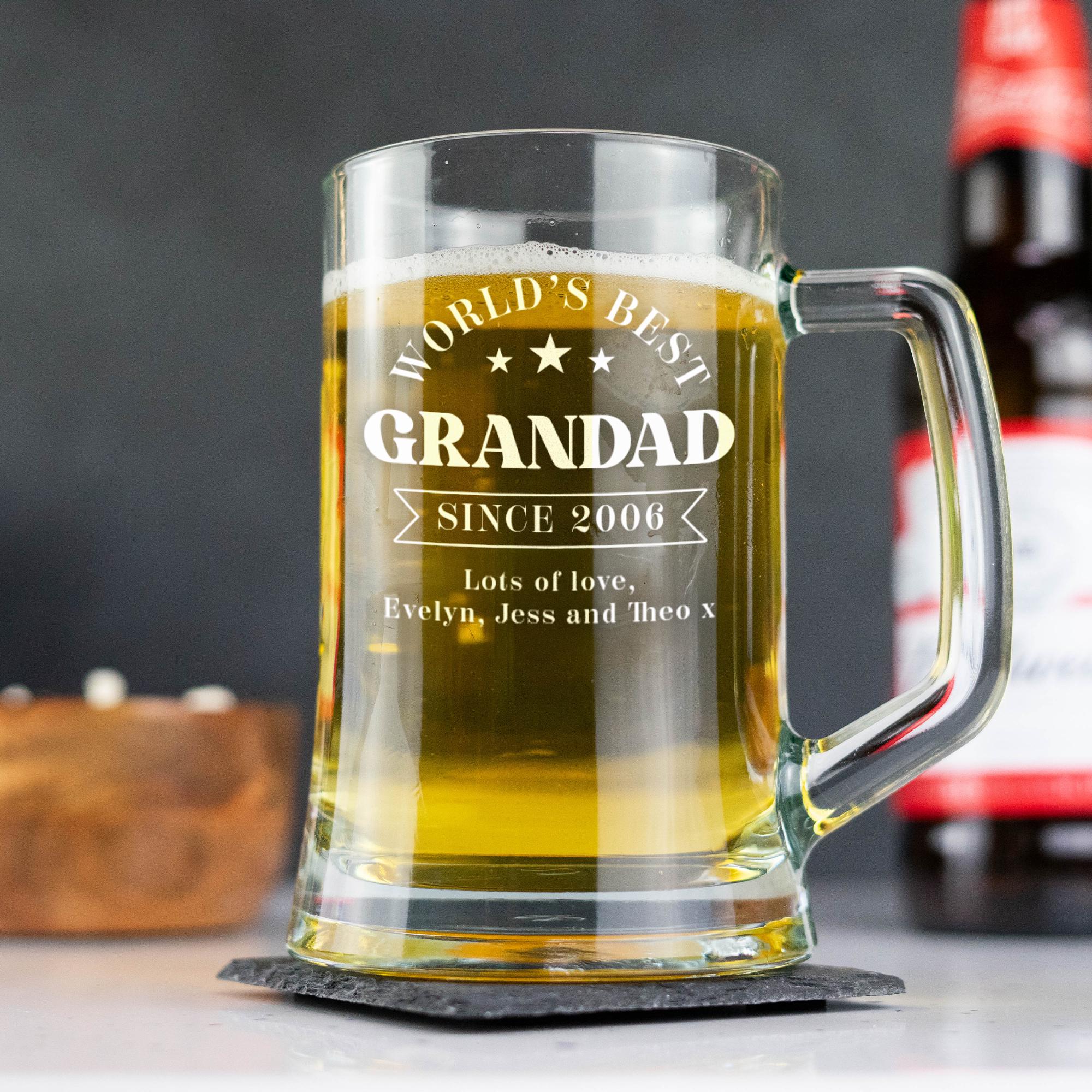 Christmas Beer Glass Personalized Engraved Glass Beer Tankard - Custom ...