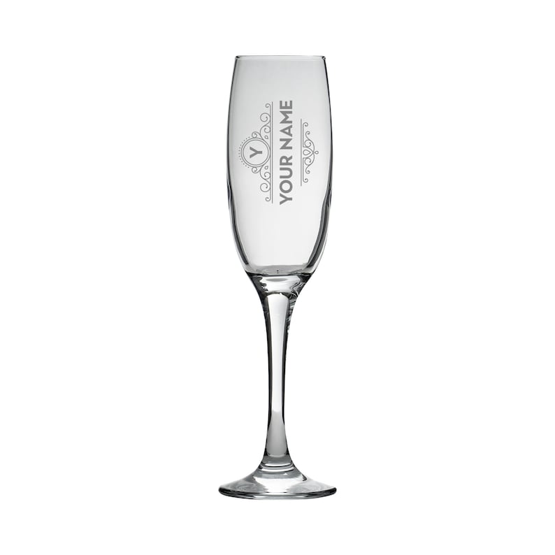 Personalised Champagne Flute Glass Laser Engraved Your Own Message Bespoke Designs High Quality Personalized Glass, Prosecco Glass, Birthday Style 3