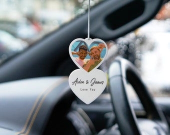 Personalisierte Foto Auto Ornament Herz Stil hängenden Auto Polaroid Jedes Bild Auto Zubehör Geschenkidee Erste Auto Charme Geschenk